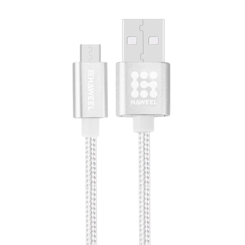 

HAWEEL 1m Woven Style Metal Head 3A High Current Micro USB to USB Sync Data Charging Cable, For Samsung, Huawei, Xiaomi, LG, HTC and other Smartphones(Silver)