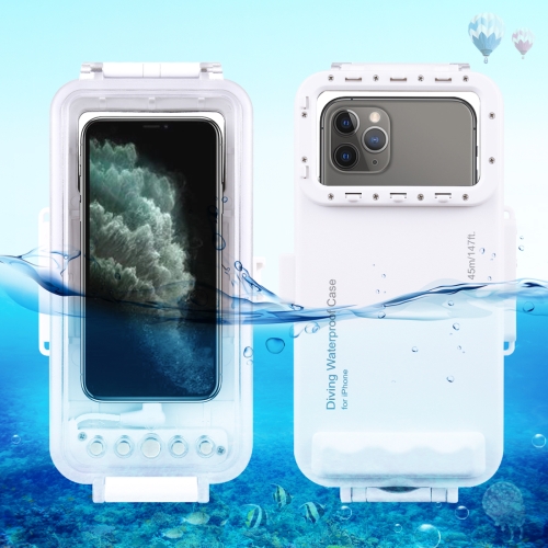 

HAWEEL 45m Waterproof Diving Housing Photo Video Taking Underwater Cover Case for iPhone 12 Series, iPhone 11 Series, iPhone X Series, iPhone 8 & 7, iPhone 6s, iOS 13.0 or Above Version iPhone(White)