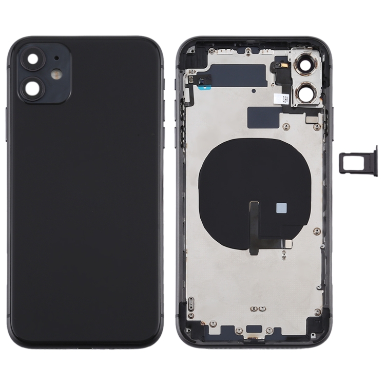 Battery Back Cover (with Side Keys & Card Tray & Power + Volume Flex Cable & Wireless Charging Module) for iPhone 11(Black)
Battery Back Cover (with Side Keys & Card Tray & Power + Volume Flex Cable & Wireless Charging Module) for iPhone 11(Black)
