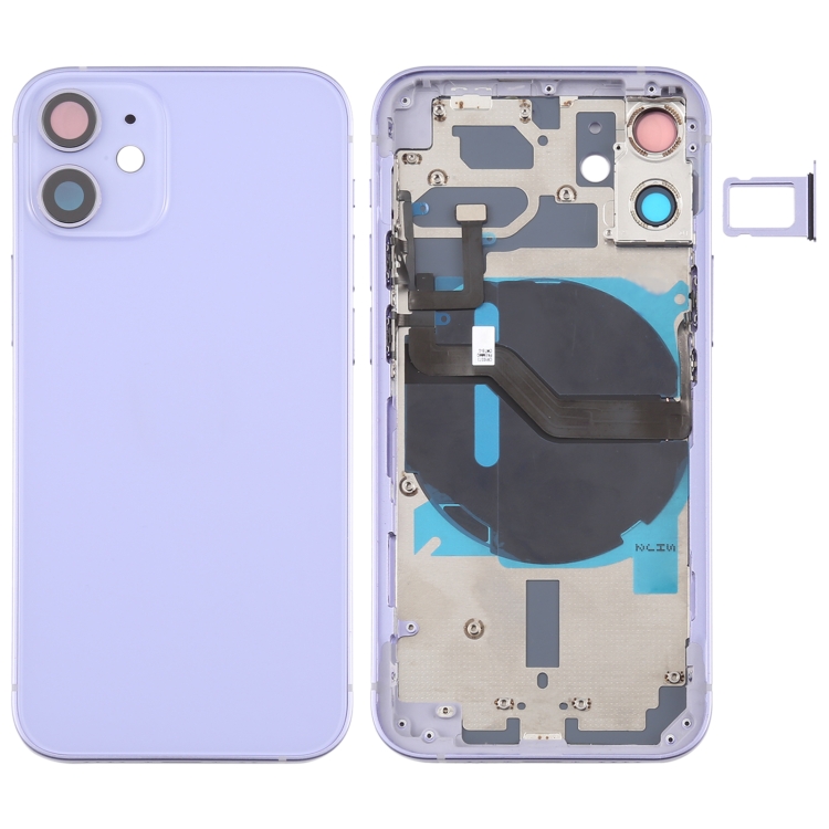Battery Back Cover (with Side Keys & Card Tray & Power + Volume Flex Cable & Wireless Charging Module) for iPhone 12 Mini(Purple)
Battery Back Cover (with Side Keys & Card Tray & Power + Volume Flex Cable & Wireless Charging Module) for iPhone 12 Mini(Purple)