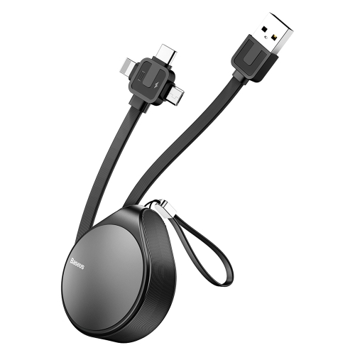 

Baseus 1.5m 1.5A Waterdrop Retractable Fast Charging TPE Cord 3 in 1 Micro USB + 8 Pin + Type-C Charge Data Syn Cable, For iPhone, Galaxy, Huawei, Xiaomi, LG, HTC and Other Smart Phones (Dark Gray)