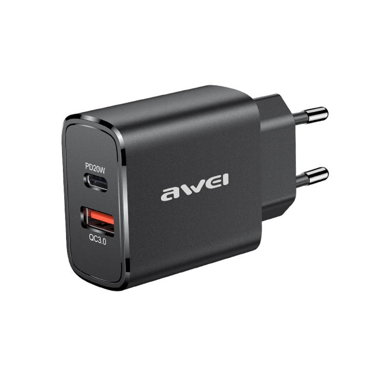 awei PD7 20W QC + PD Fast Charging Travel Charger Power Adapter, EU Plug (Black)
awei PD7 20W QC + PD Fast Charging Travel Charger Power Adapter, EU Plug (Black)