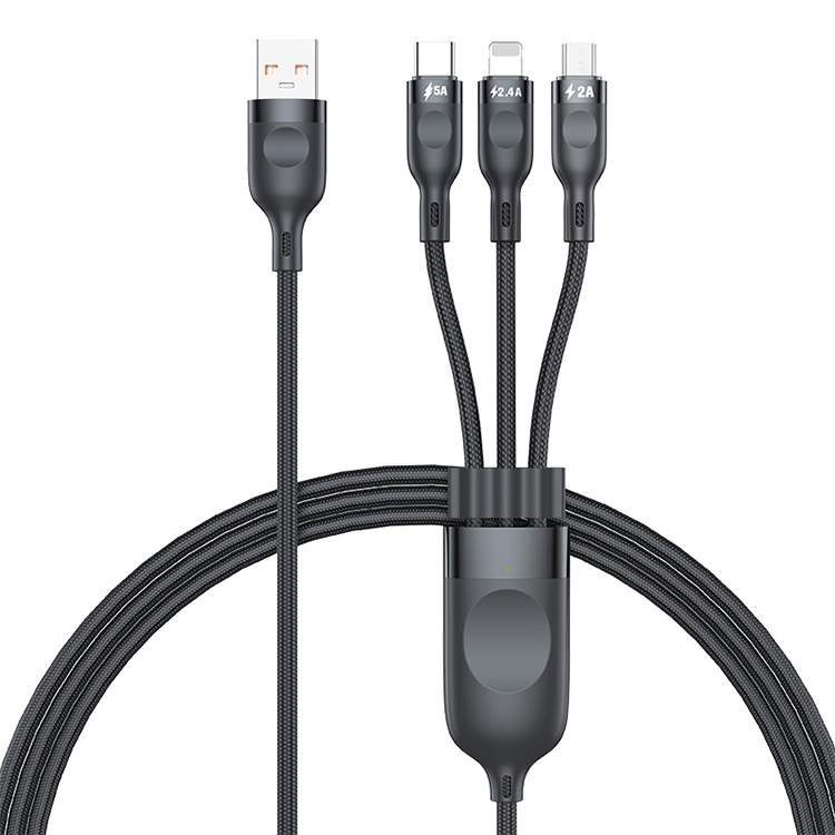 ADC-66 5A 66W 3 in 1 USB to 8 Pin + Micro USB + USB-C / Type-C Fast Charging Braided Data Cable, Cable Length: 1.2m
ADC-66 5A 66W 3 in 1 USB to 8 Pin + Micro USB + USB-C / Type-C Fast Charging Braided Data Cable, Cable Length: 1.2m