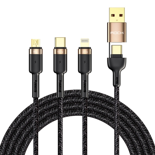 ROCK G18 Flash Charging Series 66W USB + USB-C / Type-C to 8 Pin + USB-C / Type-C + Micro USB Data Cable, Cable Length: 1.2cm (Black)
ROCK G18 Flash Charging Series 66W USB + USB-C / Type-C to 8 Pin + USB-C / Type-C + Micro USB Data Cable, Cable Length: 1.2cm (Black)