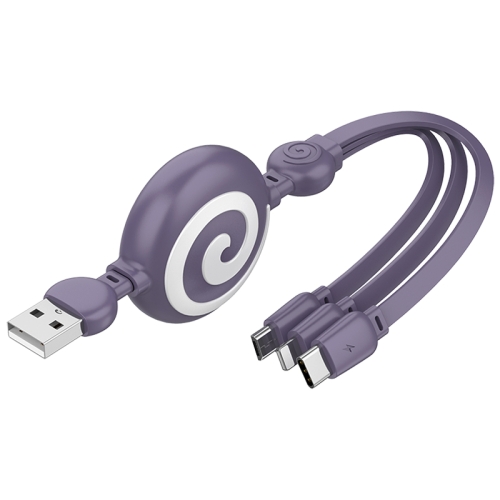 SJX-CB04 5A USB to 8 Pin + USB-C / Type-C + Micro USB 3 in 1 Retractable Fast Charging Data Cable(Purple)
SJX-CB04 5A USB to 8 Pin + USB-C / Type-C + Micro USB 3 in 1 Retractable Fast Charging Data Cable(Purple)