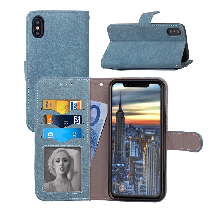 For iPhone X / XS Matte Leather Horizontal Flip Leather Case with Holder & Card Slots & Wallet & Photo Frame(Blue)
For iPhone X / XS Matte Leather Horizontal Flip Leather Case with Holder & Card Slots & Wallet & Photo Frame(Blue)
