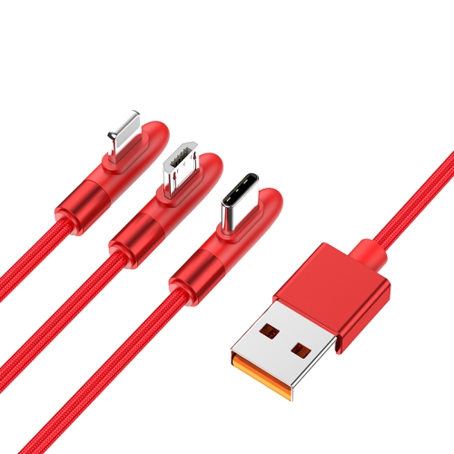 

JOYROOM S-M98K 3 in 1 8 Pin + Micro USB + USB-C / Type-C to USB 3.5A Fast Charging Data Cable, Length: 1.2m (Red)