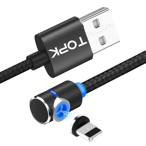 TOPK 2m 2.4A Max USB to 8 Pin 90 Degree Elbow Magnetic Charging Cable with LED Indicator (Black)
TOPK 2m 2.4A Max USB to 8 Pin 90 Degree Elbow Magnetic Charging Cable with LED Indicator (Black)
