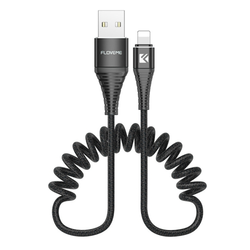 

FLOVEME 1.5m 2A USB to 8 Pin Nylon Weave Spring Data Sync Charging Cable for iPhone XR / iPhone XS MAX / iPhone X & XS / iPhone 8 & 8 Plus / iPhone 7 & 7 Plus / iPhone 6 & 6s & 6 Plus & 6s Plus / iPad(Black)