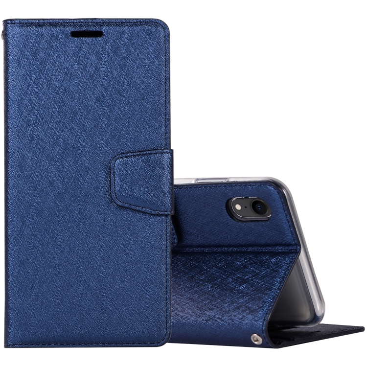 Silk Texture Horizontal Flip Leather Case for iPhone XR, with Holder & Card slots & Wallet & Photo Frame (Dark Blue)
Silk Texture Horizontal Flip Leather Case for iPhone XR, with Holder & Card slots & Wallet & Photo Frame (Dark Blue)