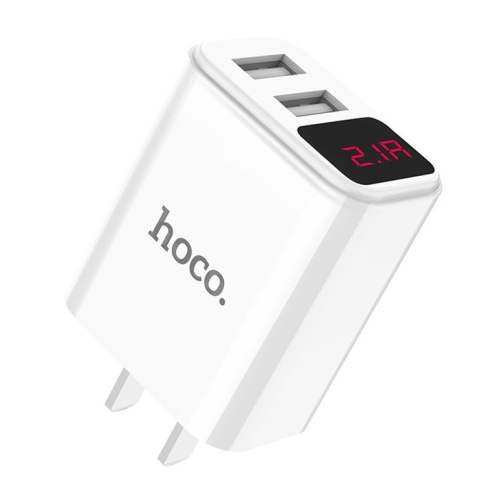 

hoco C63 2.1A Max Output Dual-USB Ports Charger Adapter with Digital Display, CN Plug(White)