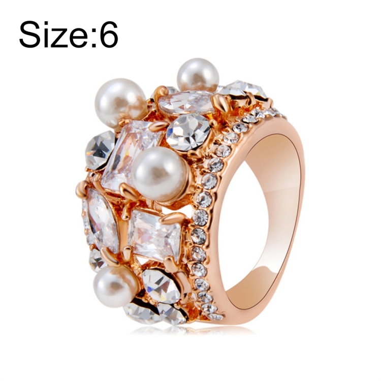 Rose Gold Plated Zircon Crystal Imitation Pearl Rose Ring for Women(Gold with Diamond, US, Size: 6)
Rose Gold Plated Zircon Crystal Imitation Pearl Rose Ring for Women(Gold with Diamond, US, Size: 6)