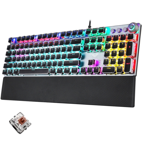 AULA F2088 108 Keys Mixed Light Plating Punk Mechanical Brown Switch Wired USB Gaming Keyboard with Metal Button (Silver)
AULA F2088 108 Keys Mixed Light Plating Punk Mechanical Brown Switch Wired USB Gaming Keyboard with Metal Button (Silver)