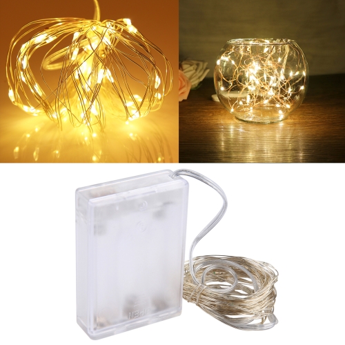 

5m IP65 Waterproof Silver Blue Light Wire String Light, 50 LEDs SMD 0603 3 x AA Batteries Box Fairy Lamp Decorative Light, DC 5V