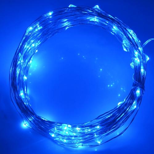 

10m 5VMN 6W 500LM LED Silver String Light, USB Powered SMD-0603 Festival Lamp / Decoration Light Strip(Blue Light)