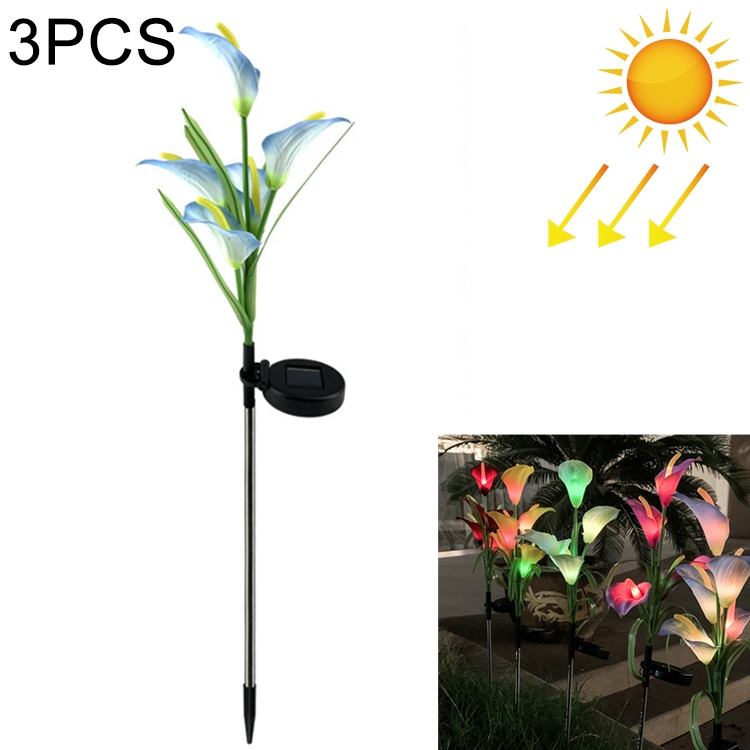 3PCS Simulated Calla Lily Flower 5 Heads Solar Powered Outdoor IP65 Waterproof LED Decorative Lawn Lamp, Colorful Light(Blue)
3PCS Simulated Calla Lily Flower 5 Heads Solar Powered Outdoor IP65 Waterproof LED Decorative Lawn Lamp, Colorful Light(Blue)