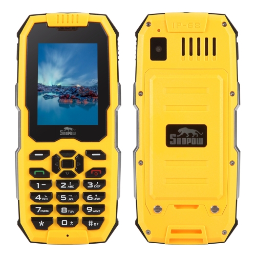 

Snopow M2 Triple Proofing Phone, IP68 Waterproof Dustproof Shockproof, 2500mAh Battery, 2.4 inch, MTK6261D, Bluetooth, FM, Dual SIM(Yellow)