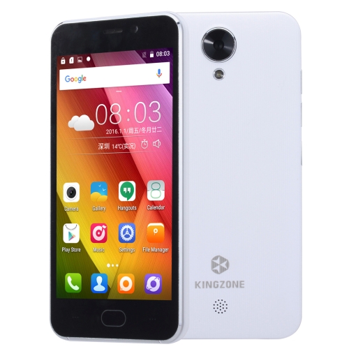 KINGZONE S2, 1GB+8GB, 4.5 inch Android 6.0 MTK6580 Quad Core up to 1.3GHz, Network: 3G(White)
KINGZONE S2, 1GB+8GB, 4.5 inch Android 6.0 MTK6580 Quad Core up to 1.3GHz, Network: 3G(White)