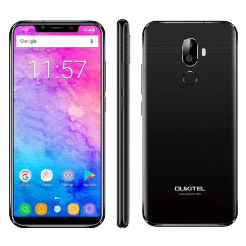 

[HK Stock] OUKITEL U18, 4GB+64GB, Dual Back Cameras, Face & Fingerprint Identification, 5.85 inch Android 7.0 MTK6750T Octa Core up to 1.5GHz, Network: 4G, Dual SIM(Black)