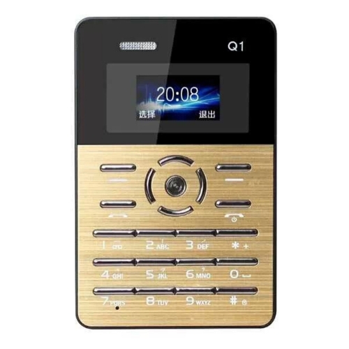 

AEKU Qmart Q1 Card Mobile Phone, Network: 2G, Low Radiation Healthier, 4.0mm Ultra Thin Pocket Mini Slim Card Phone, 1.0 inch, GPRS, BT, FM, Alarm(Gold)