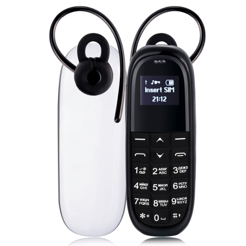 

AIEK KK1 Mini Mobile Phone, Russian Keyboard, Hands Free Bluetooth Dialer Headphone, MTK6261DA, Anti-Lost, Single SIM, Network: 2G (White + Black)