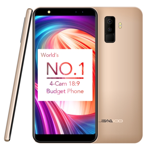 

LEAGOO M9, 2GB+16GB, Dual Back Cameras + Dual Front Cameras, Fingerprint Identification, 5.5 inch LEAGOO OS 3.0 (Android 7.0) MTK6580A Quad Core up to 1.3GHz, Network: 3G, Dual SIM(Gold)