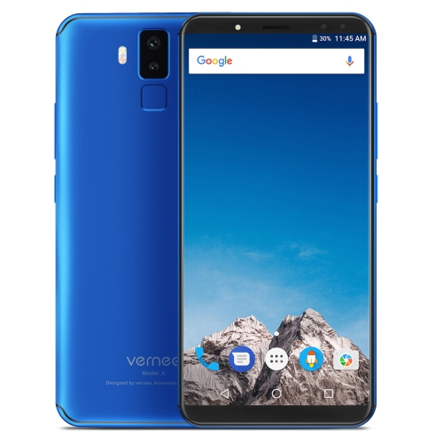 

[HK Stock] Vernee X1, 6GB+64GB, Dual Back Cameras + Dual Front Cameras, 6200mAh Battery, Face & Fingerprint Identification, 6.0 inch Android 7.1 MTK6763 Octa Core up to 2.0GHz, Network: 4G, OTG(Blue)