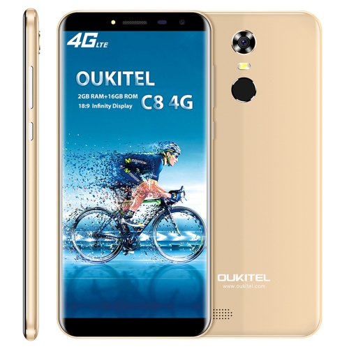 

[HK Stock] OUKITEL C8, 2GB+16GB, Network: 4G, Fingerprint Identification, 5.5 inch Android 7.0 MTK6737 Quad Core up to 1.3GHz, Dual SIM(Gold)
