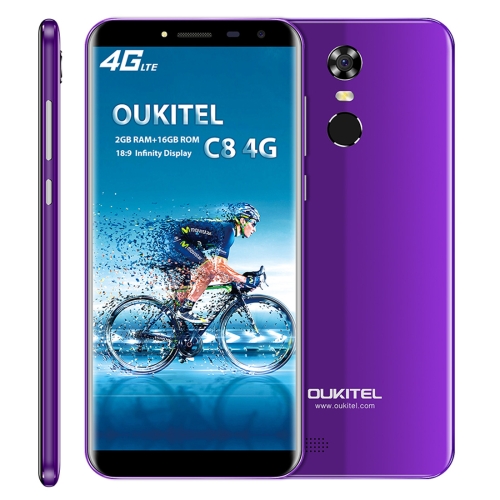 

[HK Stock] OUKITEL C8, 2GB+16GB, Network: 4G, Fingerprint Identification, 5.5 inch Android 7.0 MTK6737 Quad Core up to 1.3GHz, Dual SIM(Purple)