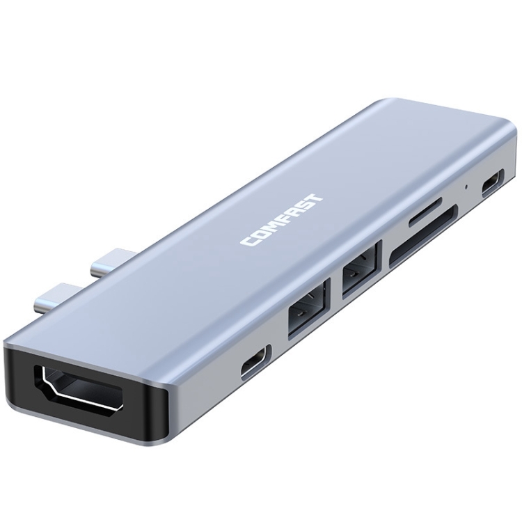 COMFAST CF-K7 7 in 1 USB-C / Type-C Male to USB 3.0 + USB 2.0 + SD / TF Card Slots + HDMI + Dual USB-C / Type-C Female OTG Docking Station HUB
COMFAST CF-K7 7 in 1 USB-C / Type-C Male to USB 3.0 + USB 2.0 + SD / TF Card Slots + HDMI + Dual USB-C / Type-C Female OTG Docking Station HUB