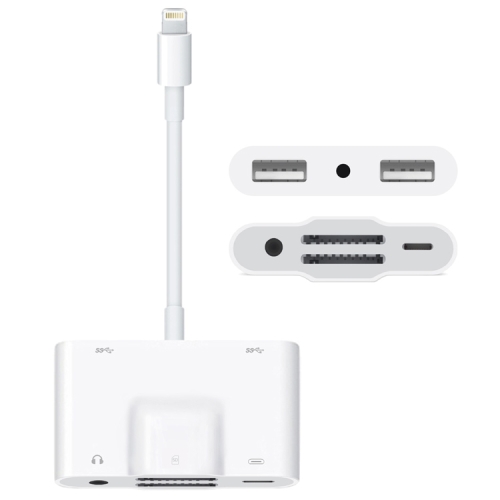 NK-1042 6 in 1 8 Pin Male to Dual USB + Dual SD Card + 3.5mm Audio Interface + 8 Pin Charging Interface Female Port Camera Adapter, Support for iOS 13.1.2 System
NK-1042 6 in 1 8 Pin Male to Dual USB + Dual SD Card + 3.5mm Audio Interface + 8 Pin Charging Interface Female Port Camera Adapter, Support for iOS 13.1.2 System