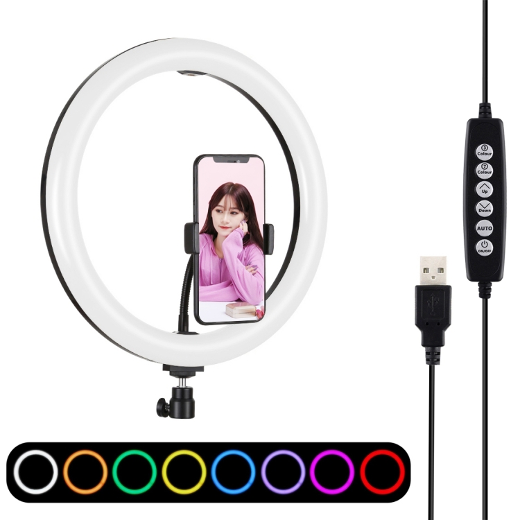 PULUZ 11.8 inch 30cm Curved Surface USB 10 Modes 8 Colors RGBW Dimmable LED Ring Vlogging Photography Video Lights with Tripod Ball Head & Phone Clamp(Black)
PULUZ 11.8 inch 30cm Curved Surface USB 10 Modes 8 Colors RGBW Dimmable LED Ring Vlogging Photography Video Lights with Tripod Ball Head & Phone Clamp(Black)