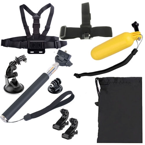 

YKD-138 9 in 1 Chest Belt + Head Strap + Floating Bobber Monopod + Suction Cup Mount + Handheld Selfie Monopod + Carry Bag Set for GoPro NEW HERO / HERO7 /6 /5 /5 Session /4 Session /4 /3+ /3 /2 /1, Xiaoyi and Other Action Cameras