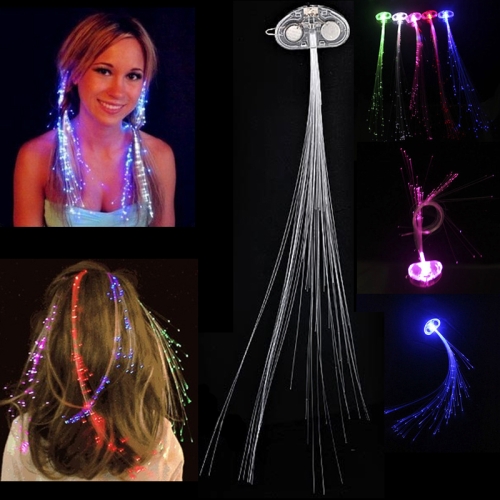 

Cool Color Change Flashing Braid Luminous Pigtail Hair Clips LED Light Fiber for KTV / Bars / Clubs / Christmas Activities (Random Color Delivery)(Transparent)