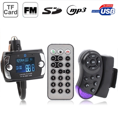 Car Bluetooth Handfree MP3 Player FM Transmitter with Steering Wheel Remote, Support USB Flash Disk & SD / MMC/ TF Card(Black)
Car Bluetooth Handfree MP3 Player FM Transmitter with Steering Wheel Remote, Support USB Flash Disk & SD / MMC/ TF Card(Black)