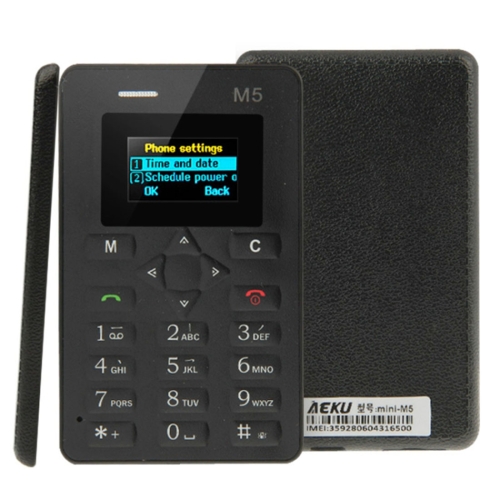 

AEKU M5 GSM Mobile Card Phone, 4.5mm Ultra Thin, Ultra-low Radiation, Micro SIM, Network: 2G(Black)