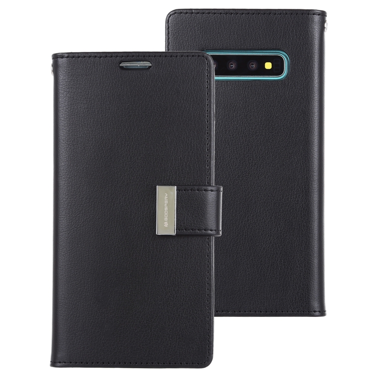 GOOSPERY RICH DIARY PU + TPU Crazy Horse Texture Horizontal Flip Leather Case for Galaxy S10, with Card Slots & Wallet & Photo frame (Black)
GOOSPERY RICH DIARY PU + TPU Crazy Horse Texture Horizontal Flip Leather Case for Galaxy S10, with Card Slots & Wallet & Photo frame (Black)