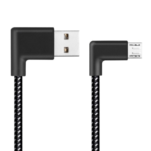 

1m 2A USB to Micro USB Weave Style Double Elbow Data Sync Charging Cable, For Samsung / Huawei / Xiaomi / Meizu / LG / HTC(Black)