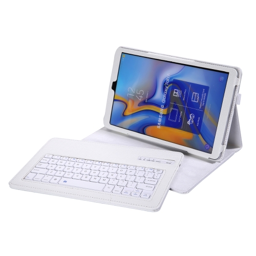 

SA590 Bluetooth 3.0 Litchi Texture Detachable Bluetooth Keyboard Leather Case for Samsung Galaxy Tab A 10.5 inch T590 / T595, with Holder (White)
