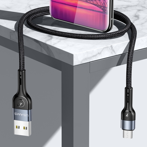 

USAMS US-SJ450 U55 2A Micro USB Aluminum Alloy Weave Charging Cable, Length:1m(Black)