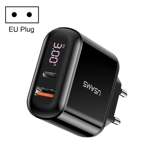 

USAMS T23 QC3.0 PD3.0 Digital Fast Charging Charger(EU Plug)