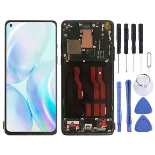 

AMOLED Material LCD Screen and Digitizer Full Assembly With Frame for OnePlus 8 IN2013 2017 2010 (Black)