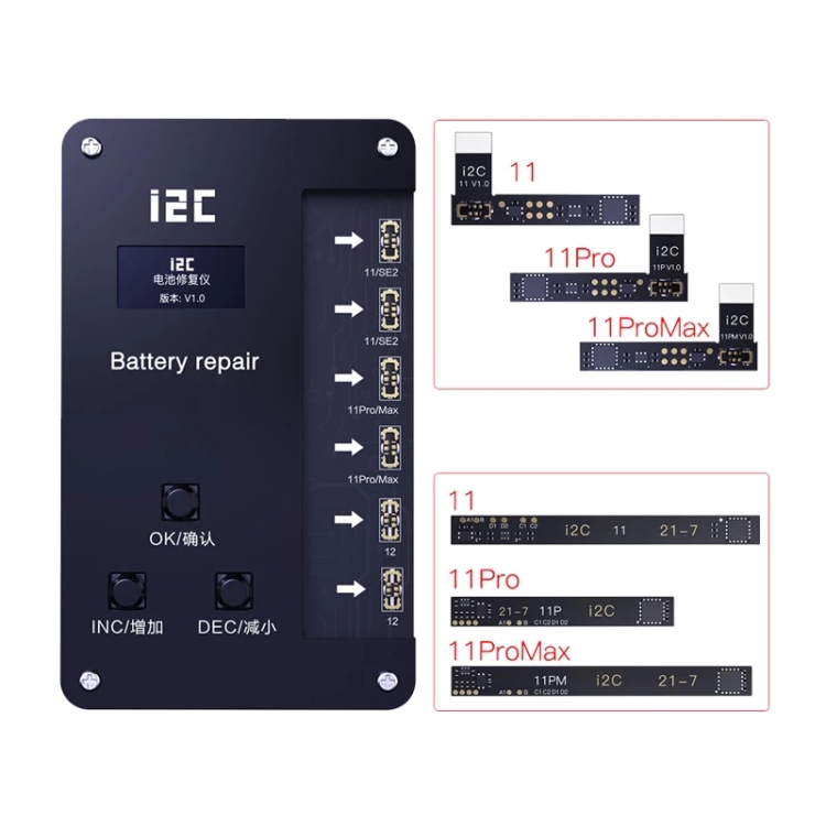 i2C BR-11 Battery Repair Instrument For iPhone 11 / 11 Pro / 11 Pro Max / 12 / 12 mini / 12 Pro / 12 Pro Max
i2C BR-11 Battery Repair Instrument For iPhone 11 / 11 Pro / 11 Pro Max / 12 / 12 mini / 12 Pro / 12 Pro Max