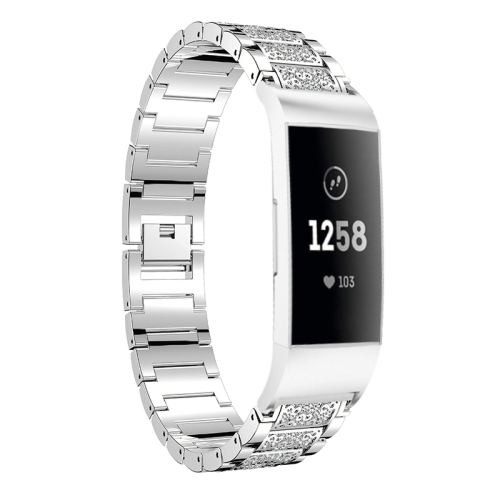 Diamond-studded Solid Stainless Steel Wrist Strap Watch Band for Fitbit Charge 3(Silver)
Diamond-studded Solid Stainless Steel Wrist Strap Watch Band for Fitbit Charge 3(Silver)