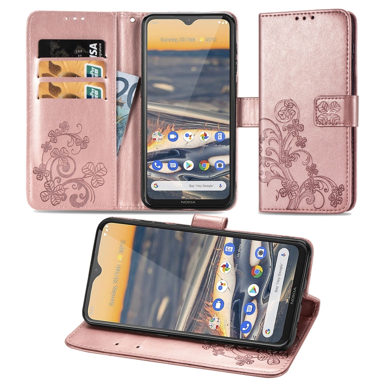 For Nokia 5.3 Lucky Clover Pressed Flowers Pattern Leather Case with Holder & Card Slots & Wallet & Hand Strap(Rose Gold)
For Nokia 5.3 Lucky Clover Pressed Flowers Pattern Leather Case with Holder & Card Slots & Wallet & Hand Strap(Rose Gold)