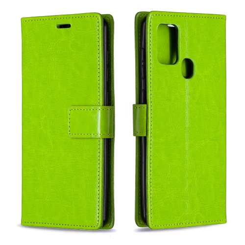 

For Samsung Galaxy A21s Crazy Horse Texture Horizontal Flip Leather Case with Holder & Card Slots & Wallet & Photo Frame(Green)