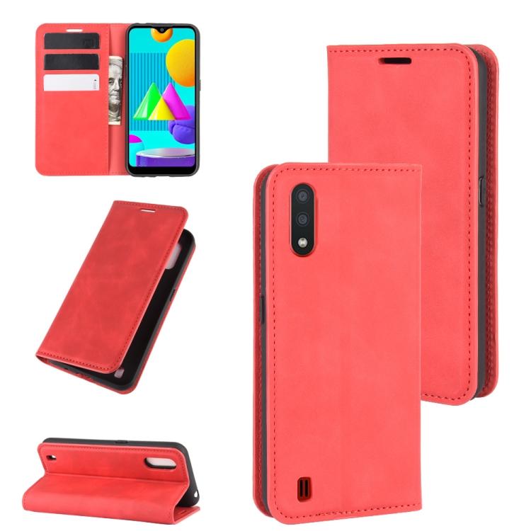 For Samsung Galaxy M01 Retro-skin Business Magnetic Suction Leather Case with Holder & Card Slots & Wallet(Red)
For Samsung Galaxy M01 Retro-skin Business Magnetic Suction Leather Case with Holder & Card Slots & Wallet(Red)