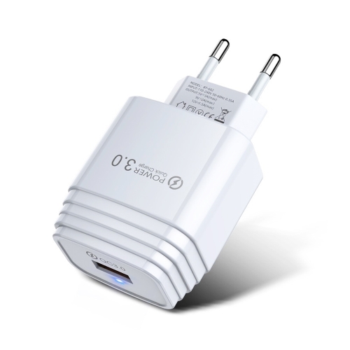QC3.0 USB 18W Mobile Phone Tablet Universal Fast Charging Charger, EU Plug(White)
QC3.0 USB 18W Mobile Phone Tablet Universal Fast Charging Charger, EU Plug(White)