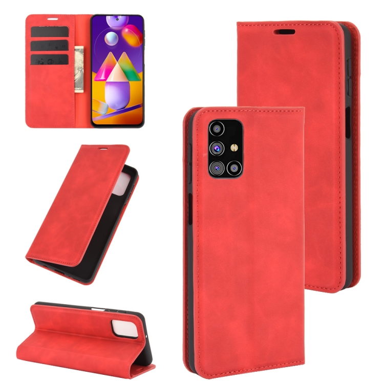 For Samsung Galaxy M31s Retro-skin Business Magnetic Suction Leather Case with Holder & Card Slots & Wallet(Red)
For Samsung Galaxy M31s Retro-skin Business Magnetic Suction Leather Case with Holder & Card Slots & Wallet(Red)