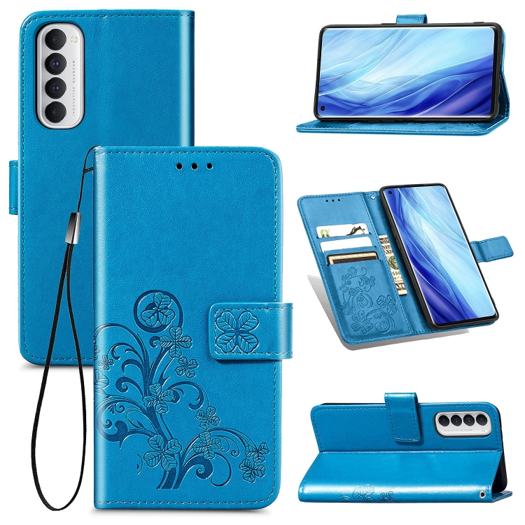 For Oppo Reno4 Pro 4G Four-leaf Clasp Embossed Buckle Mobile Phone Protection Leather Case with Lanyard & Card Slot & Wallet & Bracket Function(Blue)
For Oppo Reno4 Pro 4G Four-leaf Clasp Embossed Buckle Mobile Phone Protection Leather Case with Lanyard & Card Slot & Wallet & Bracket Function(Blue)